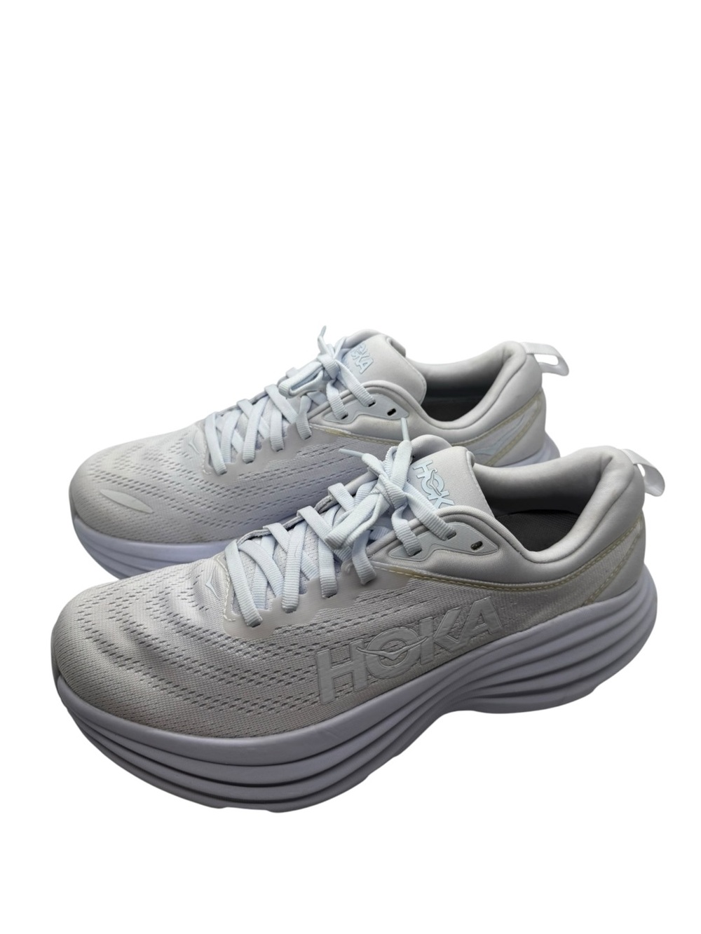 HOKA One One Bondi 8 Running Training Lace-Up Sneakers White Women Size 10B